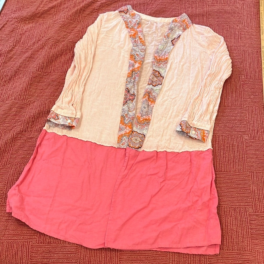 Vintage paisley / striped coverup / after swim robe